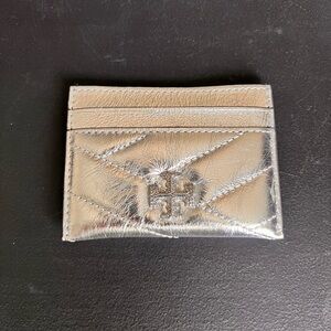 Tory Burch metallic emblem credit card holder